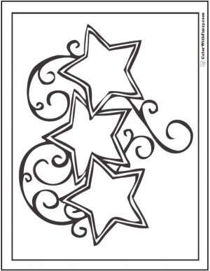 Star Coloring Pages Three Twirly Little Stars