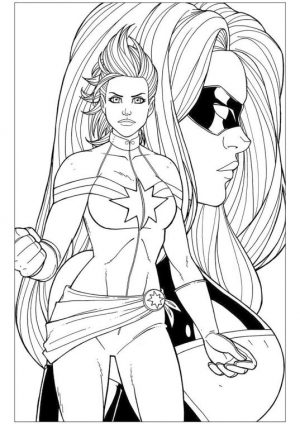Superhero Coloring Pages For Adult Captain Marvel The Strongest Female Superhero