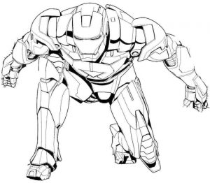 Superhero Coloring Pages Free Online Ironman Landing on His Knee