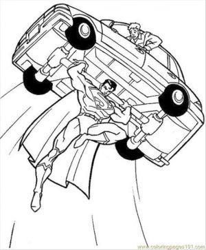 Superhero Coloring Pages Free Online Superman Lifting a Car
