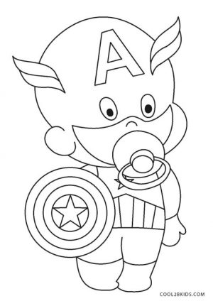 Superhero Coloring Pages for Toddlers Funny Baby Captain America