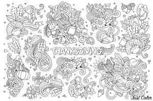 Thanksgiving Adult Coloring Pages Hard Thanksgiving Doodle