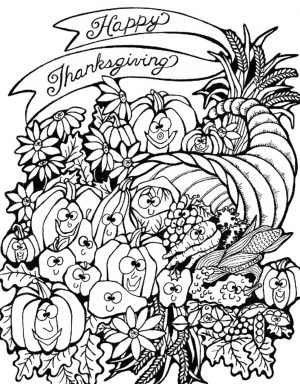 Thanksgiving Adult Coloring Pages Smiling Happy Crops
