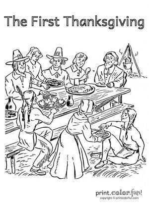Thanksgiving Adult Coloring Pages The First Thanksgiving in North America