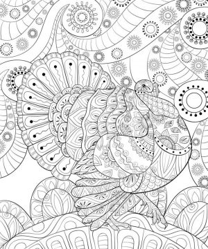 Thanksgiving Coloring Pages for Adult Complex Turkey Art Drawing
