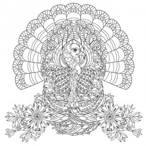 Thanksgiving Coloring Pages for Adult Difficult Art Drawing of a Turkey in Her Nest