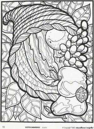 Thanksgiving Coloring Pages for Adult Free Printable Cornucopia Full of Fruits