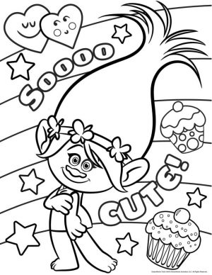 Trolls Coloring Pages Cute Troll Girl