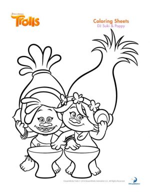 Trolls Coloring Pages Troll Best Friends DJ Suki and Poppy