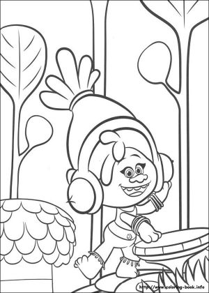 Trolls Coloring Pages for Kids DJ Suki Playing Some Music