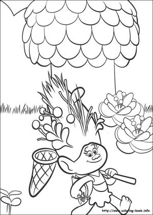 Trolls Coloring Pages for Kids Troll Holding a Bug Net