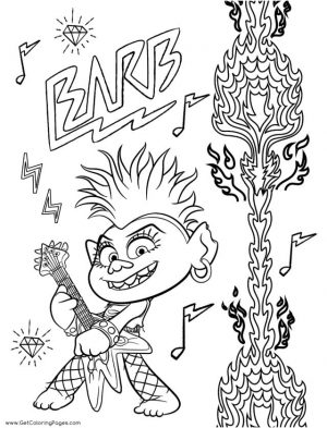 Trolls World Tour Movie Coloring Pages Barb Is a Rock Queen