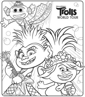 Trolls World Tour Movie Coloring Pages Barb and Poppy Poster