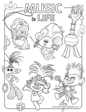 Trolls World Tour Movie Coloring Pages Music Is Life