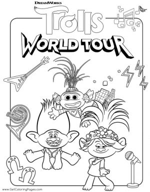 Trolls World Tour Movie Coloring Pages Queen Poppy Performing on Stage