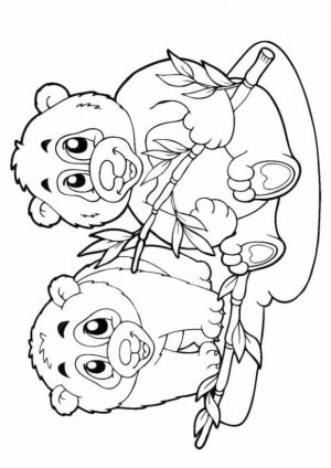 Two Panda Friends Coloring Pages