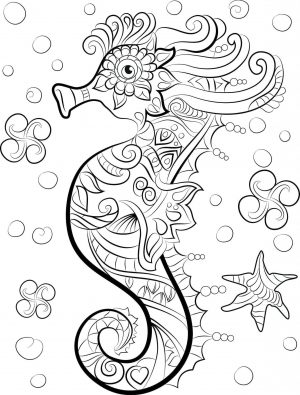 Under the Sea Coloring Pages for Grown Ups Sea Horse Art