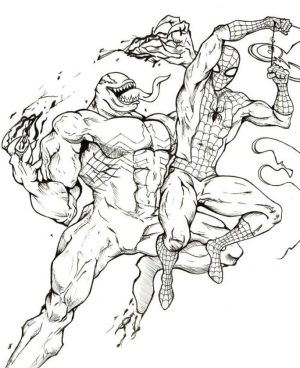 Venom Coloring Pages to Print Venom and Spiderman Battling It Out