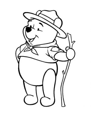 Winnie the Pooh Coloring Pages Easy Pooh Is a Good Boy Scout