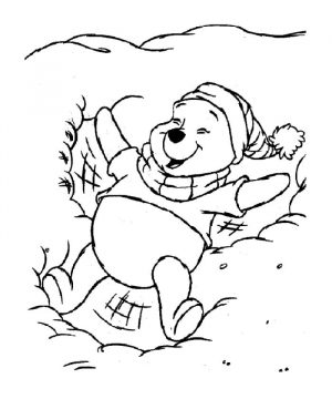 Winnie the Pooh Coloring Pages Easy Pooh Making Snow Angel on the Ground