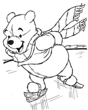 Winnie the Pooh Coloring Pages Free Pooh Ice Skating on Frozen Lake