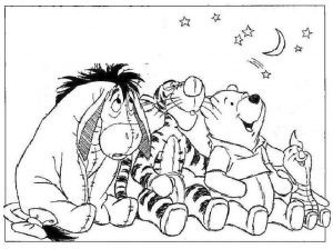 Winnie the Pooh Coloring Pages Free Pooh and Friends Watching Starry Night Sky