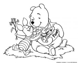 Winnie the Pooh Coloring Pages Free Pooh and Piglet Making a Bouquet