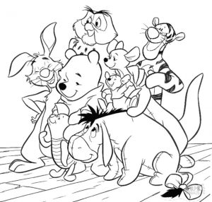 Winnie the Pooh Coloring Pages Pooh and All His Friends