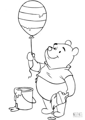 Winnie the Pooh Coloring Pages Pooh just Painted a Balloon