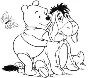 Winnie the Pooh and Friends Coloring Pages Pooh Hugging Eeyore
