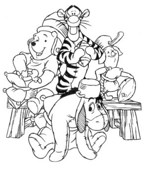 Winnie the Pooh and Friends Coloring Pages Pooh and Friends Pretending to Play Football