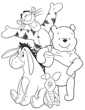 Winnie the Pooh and Friends Coloring Pages Pooh and His Friends Are a Happy Bunch