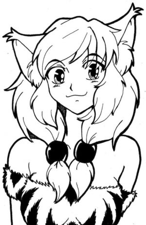 Wolf Anime Girl Coloring Pages Printable wf63