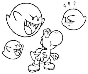 Yoshi Coloring Pages Free Yoshi Haunted by Ghosts