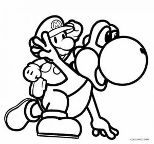 Yoshi Coloring Pages Printable Yoshi about to Run with Mario