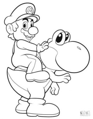 Yoshi Coloring Pages Yoshi and Mario