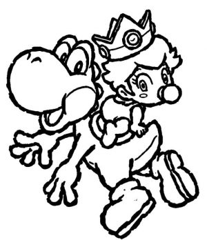 Yoshi Coloring Pictures Yoshi and Baby Princess Peach