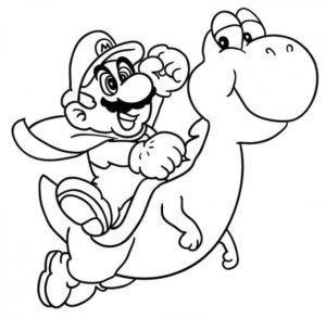 Yoshi Coloring Sheets Yoshi Flying with Mario