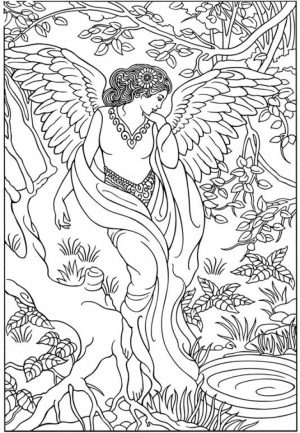 Angel Fantasy Coloring Pages for Adults   VB67NM