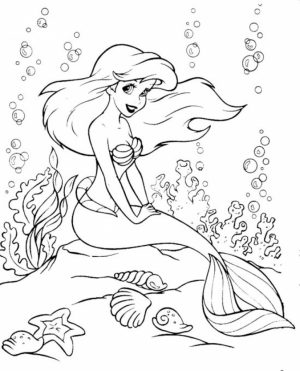 Ariel Coloring Pages to Print for Kids   aiwkr
