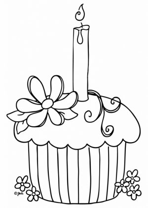 Birthday Cupcake Coloring Pages   03419