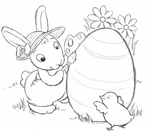 Cartoon Easter Bunny Coloring Pages for Kids   06738