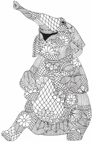 Challenging Coloring Pages of Elephant for Adults   7gf54c46