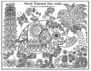 Challenging Coloring Pages of Elephant for Adults   9n9d9