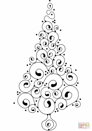 Christmas Tree Coloring Pages with Gifts for Children   48691