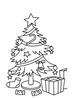 Christmas Tree Coloring Pages with Gifts for Children   74761
