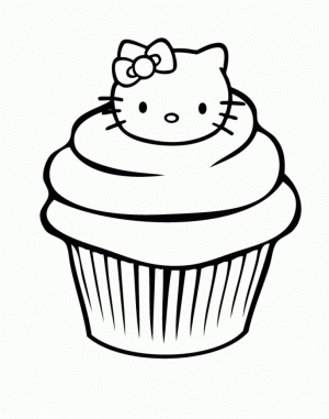 Cupcake Coloring Pages with Hello Kitty   67201