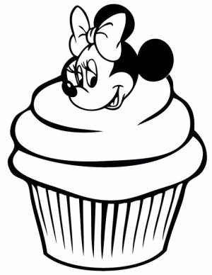 Cupcake Coloring Pages with Minnie Mouse   89412