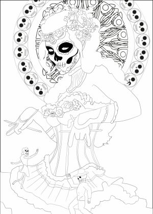 Day of the Dead Masks Coloring Pages   74192