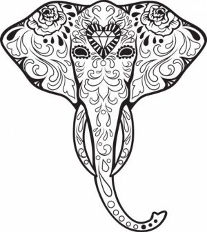 Difficult Elephant Coloring Pages for Grown Ups   897h67g